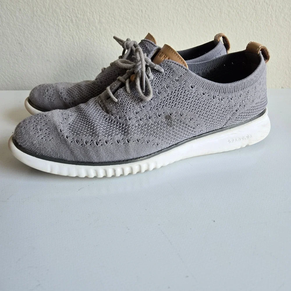 Cole Haan 2.Zerogrand Stitchlite Wingtip Oxford Grey Knit‎ Mens 9M C27947